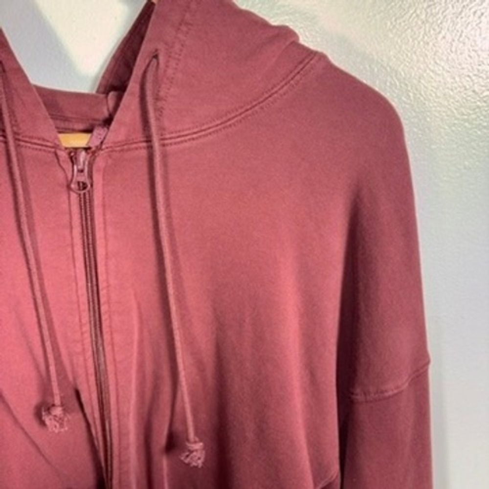 SKIMS Cotton Terry Zip Up Hoodie EUC Oversize Sz L Maroon Red Terry Loungewear - Picture 3 of 10